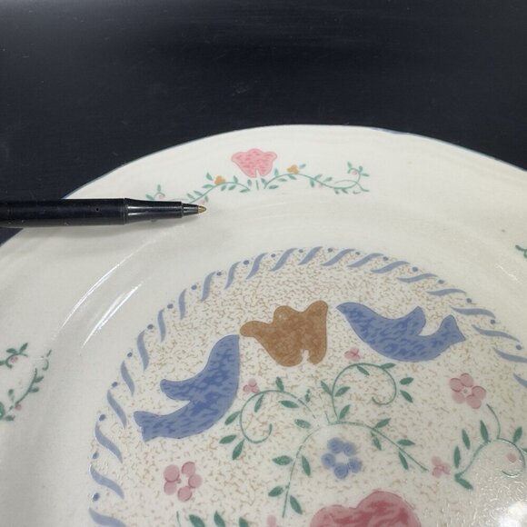 1990s Newcor Stoneware Ceramic Dish Plate Set 4 Plates Dishes Floral Bird Plates - Picture 5 of 13